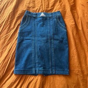 High Waisted Denim Pencil Skirt